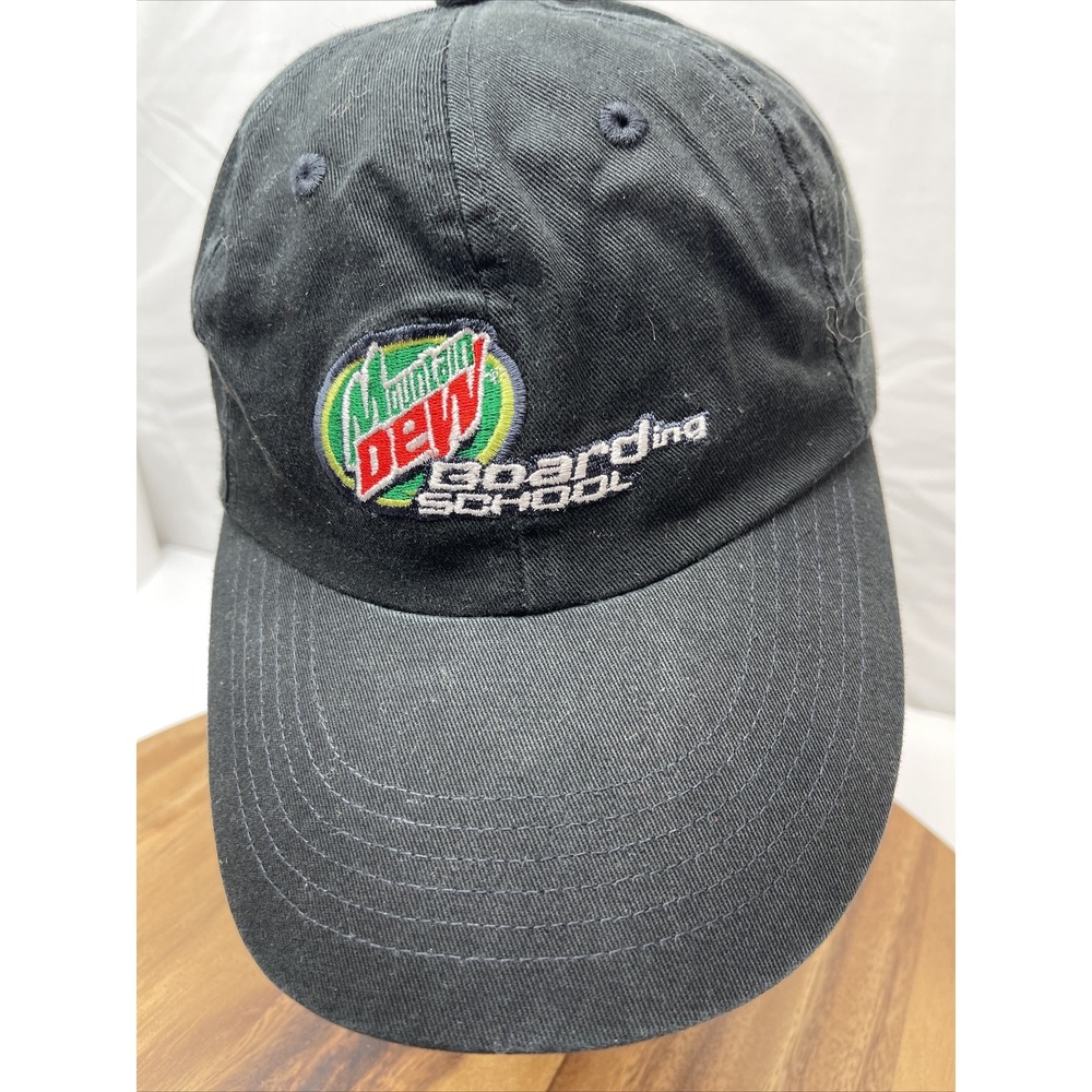 Mountain Dew hat Cap Embroidered Mtn‎ Dew Logo Boarding School Strapback NOS